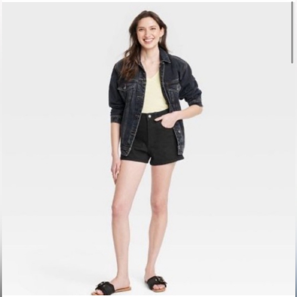 Nwt Women's High-Rise 90's Cutoff Jean Shorts Universal Thread Black Wash 10 - Picture 3 of 7